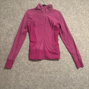 Lululemon Jacket Womens Size 8 Pink Hooded Zip Thumbholes Lightweight Running